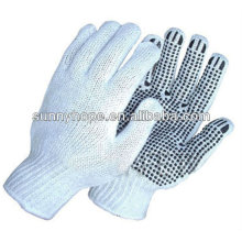 Guantes punteados de PVC de palma de calibre 7